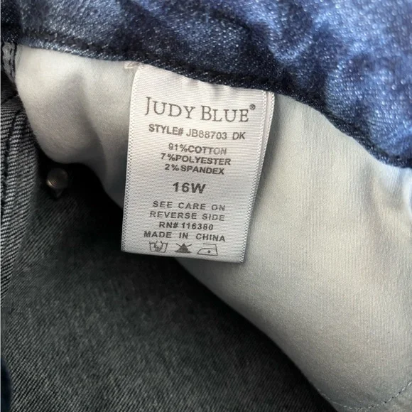 JUDY BLUE Dark Blue Wash Straight Leg Jeans Size 16W - Picture 6 of 7